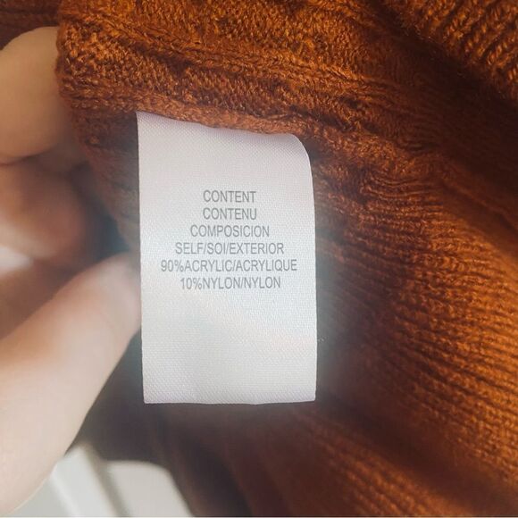 WAYF Square Neck Ruffle Peplum Sweater Top - Rust M - Picture 5 of 10